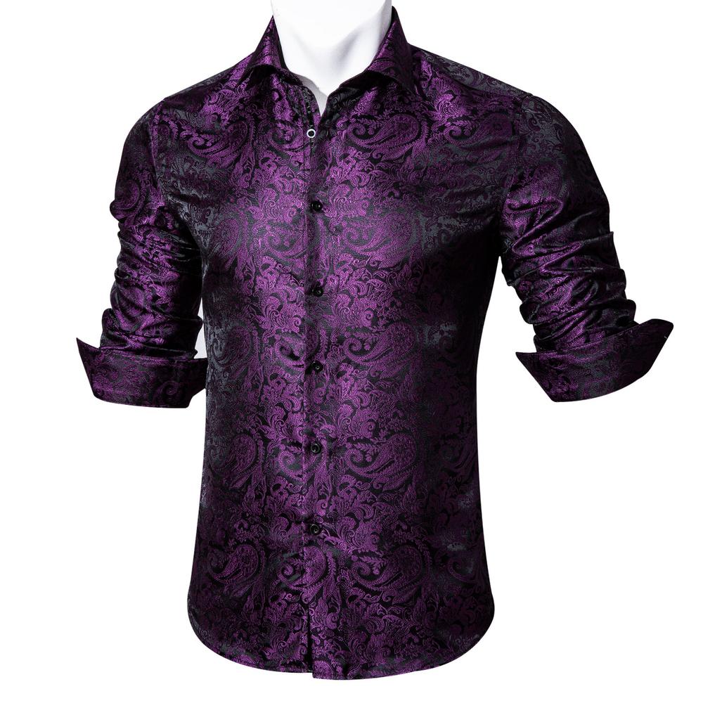 Purple and Black Paisley Dress Shirt - GentCrest - View 6