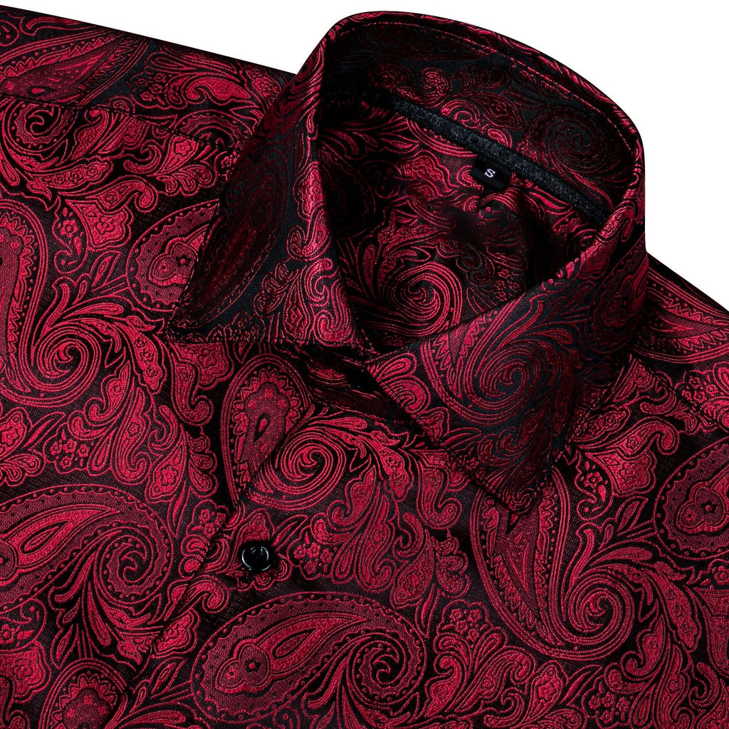 Black and Red Paisley Dress Shirt - GentCrest - View 6