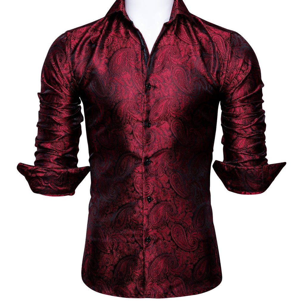 Black and Red Paisley Dress Shirt - GentCrest - View 3