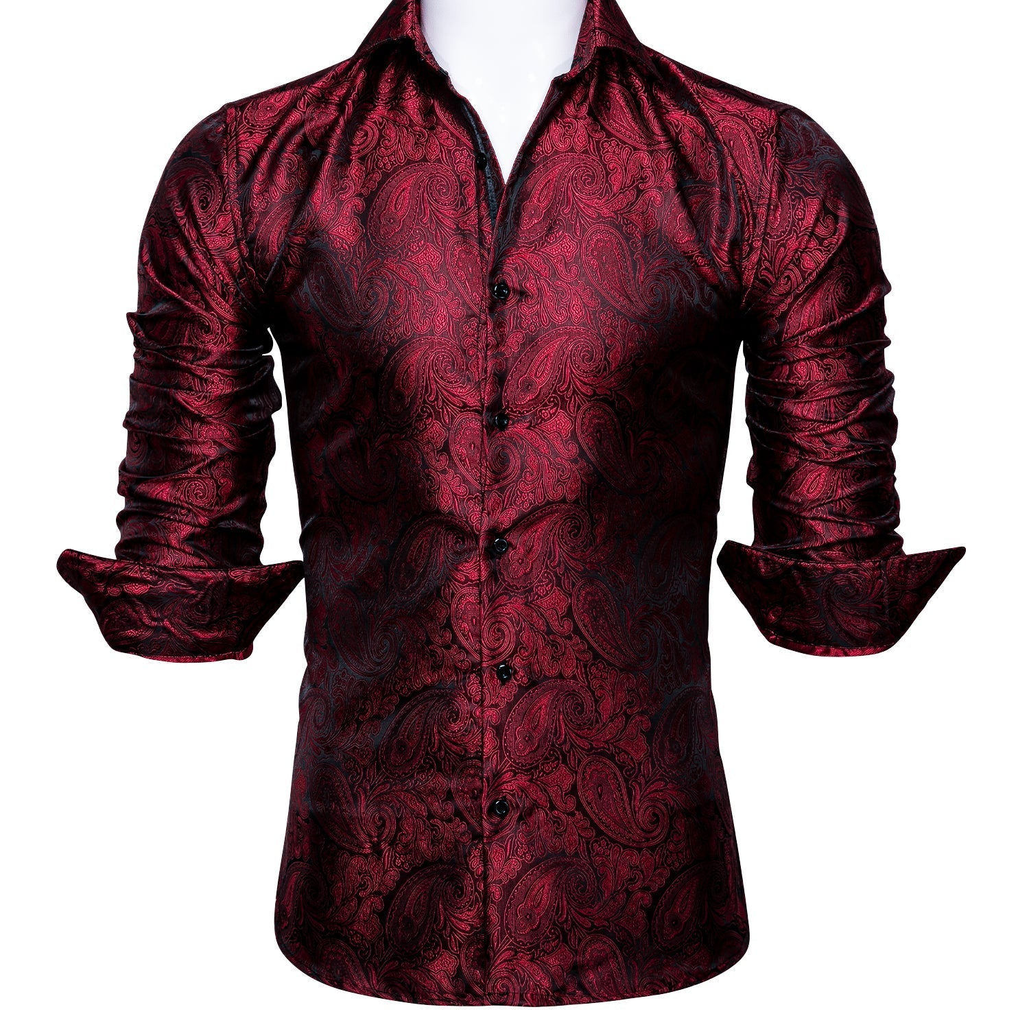Black and Red Paisley Dress Shirt - GentCrest - View 3