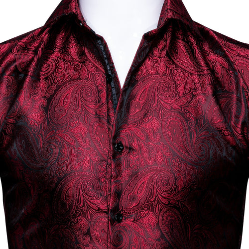 Black and Red Paisley Dress Shirt - GentCrest - View 2