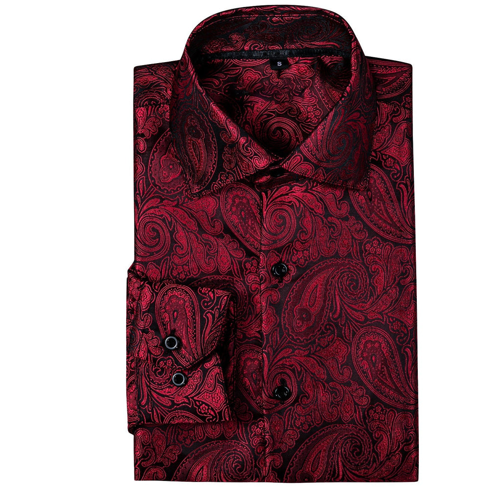 Black and Red Paisley Dress Shirt - GentCrest - View 5