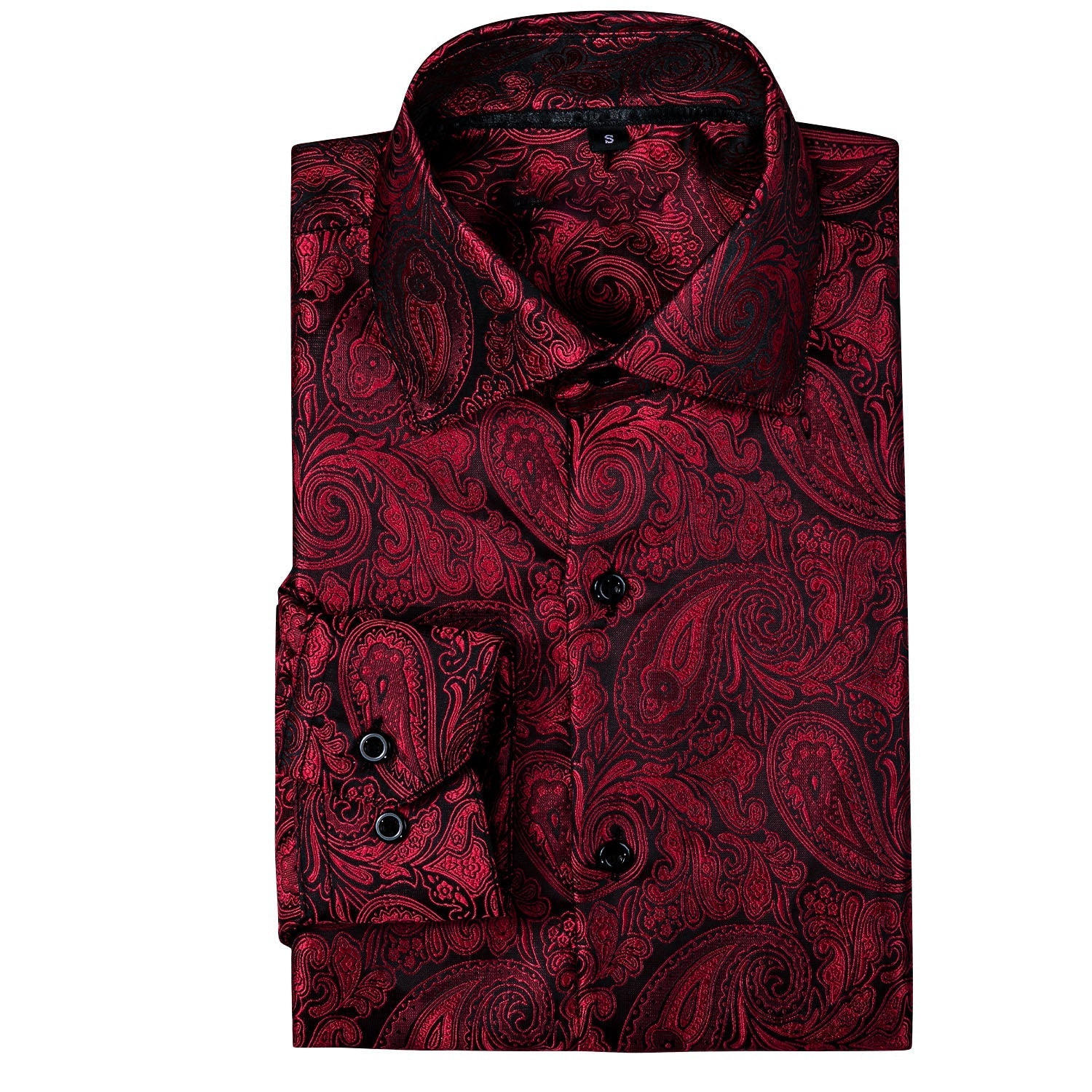 Black and Red Paisley Dress Shirt - GentCrest - View 5