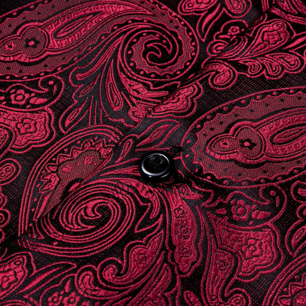 Black and Red Paisley Dress Shirt - GentCrest - View 7