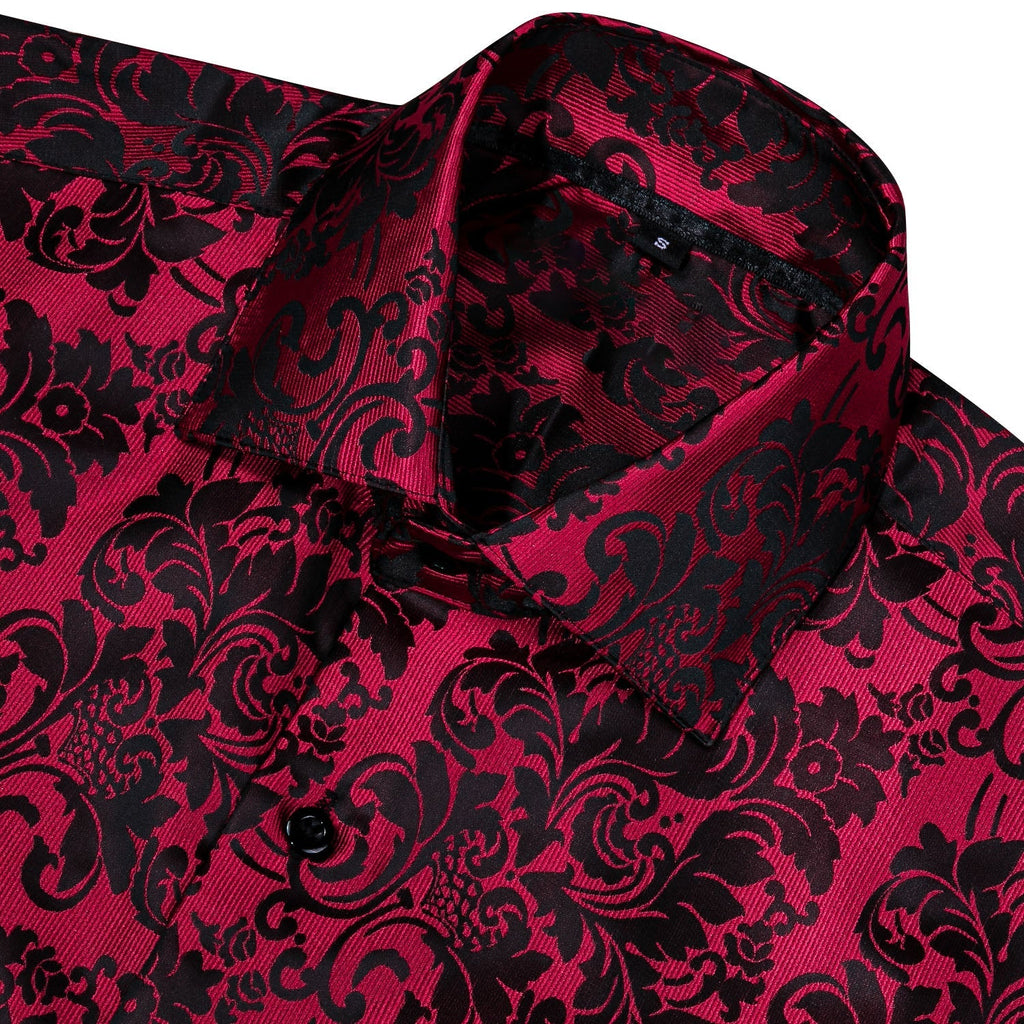 Red and Black Ornamental Dress Shirt - GentCrest - View 3
