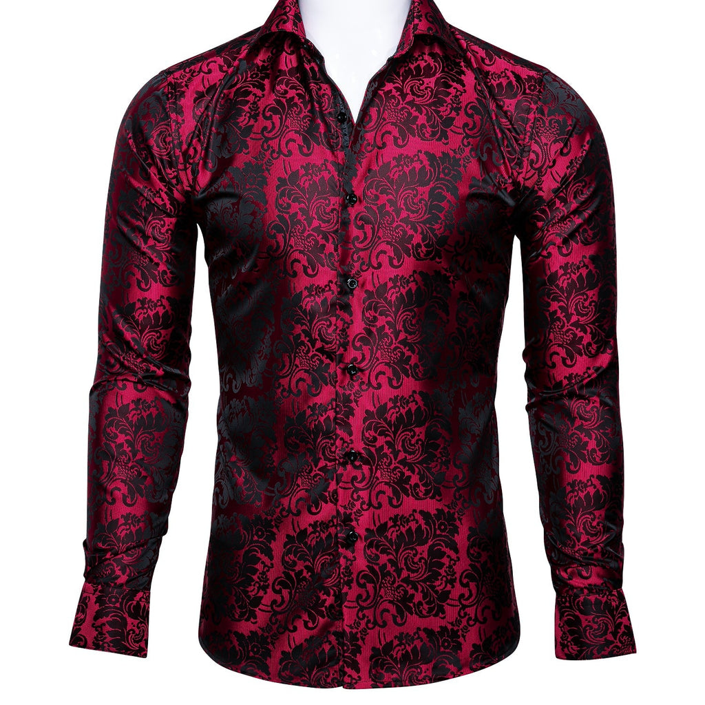 Red and Black Ornamental Dress Shirt - GentCrest
