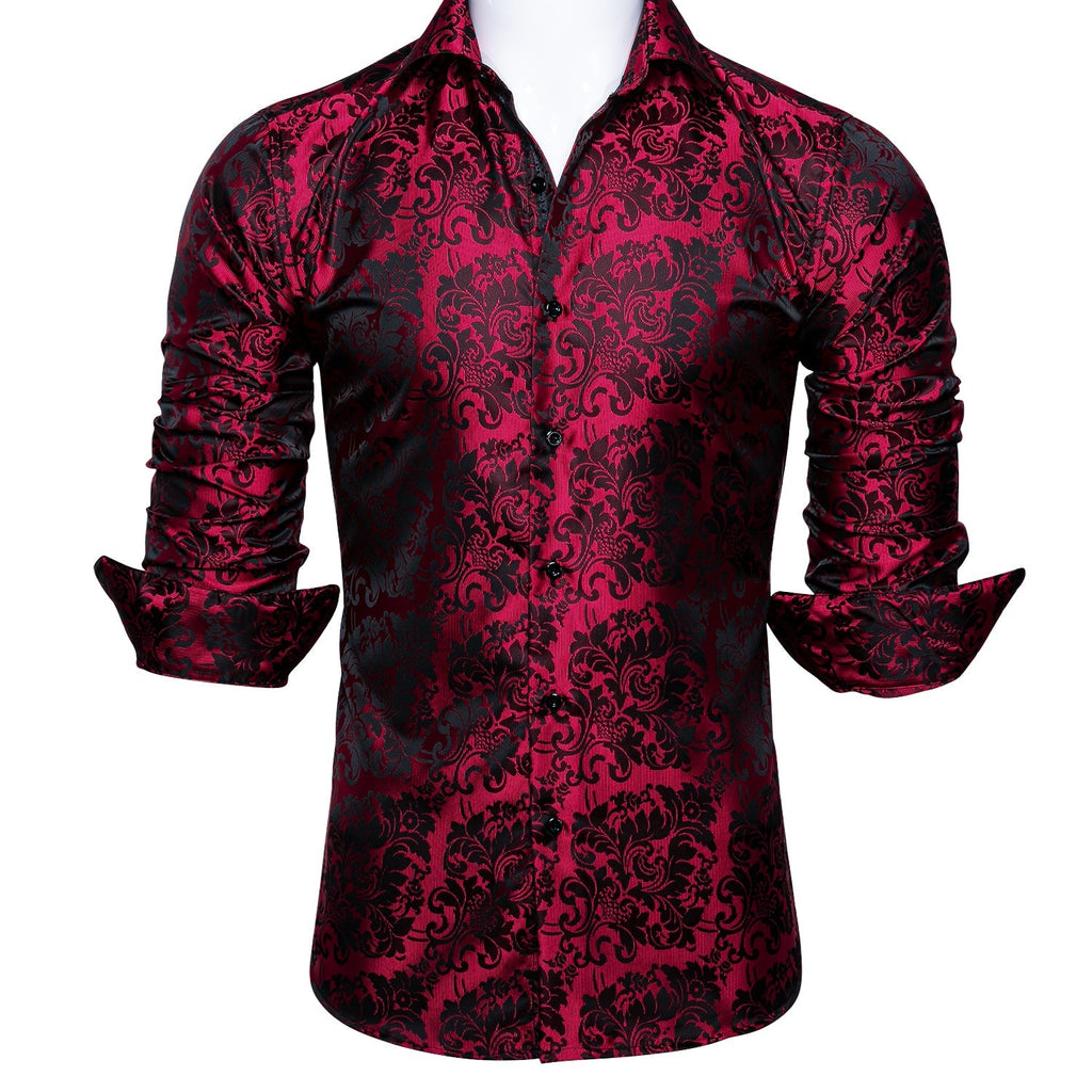 Red and Black Ornamental Dress Shirt - GentCrest - View 6