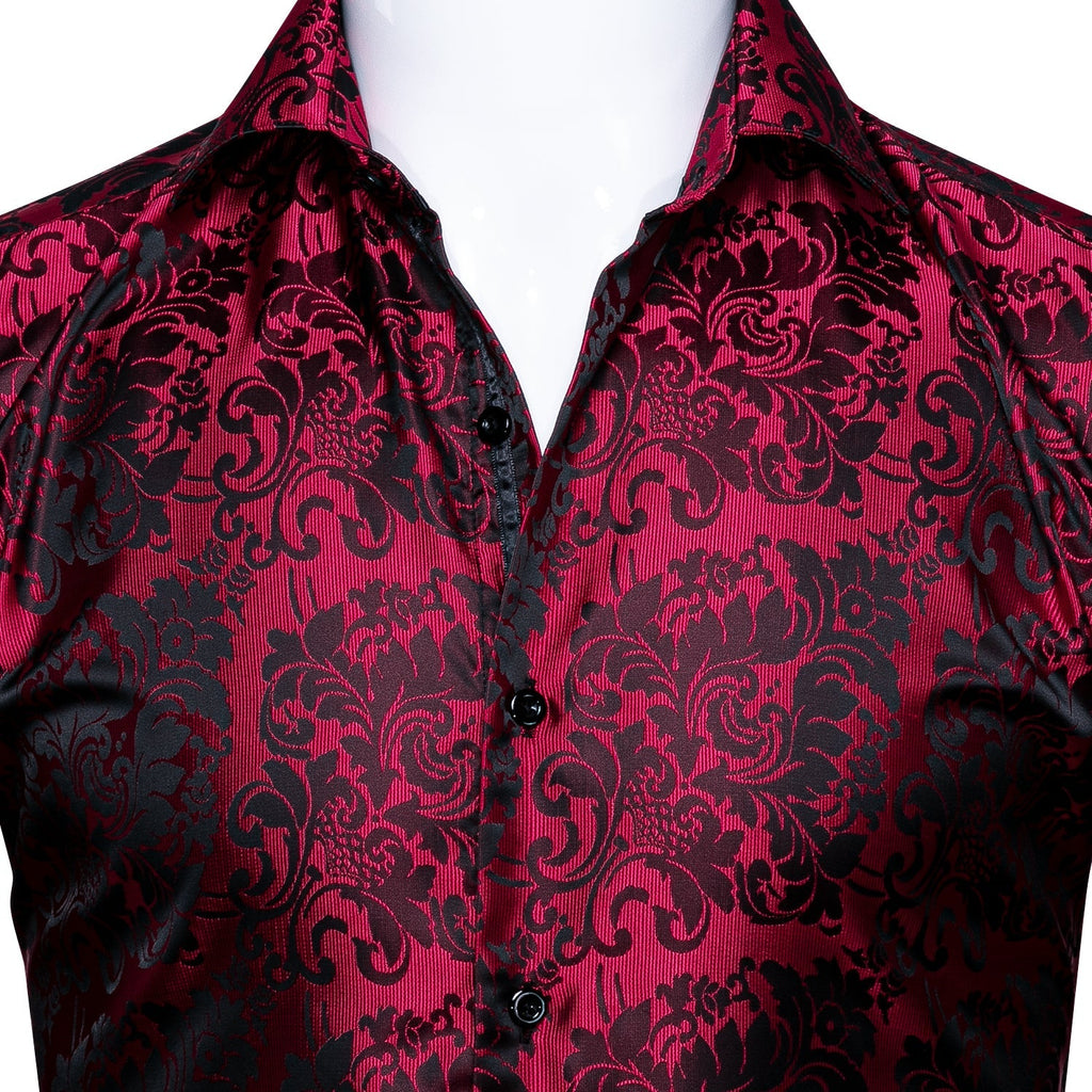 Red and Black Ornamental Dress Shirt - GentCrest - View 2