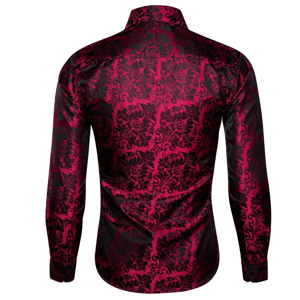 Red and Black Ornamental Dress Shirt - GentCrest - View 7