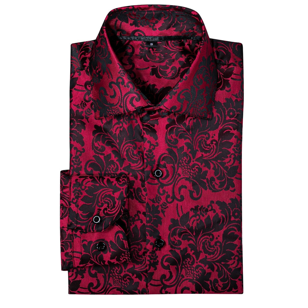 Red and Black Ornamental Dress Shirt - GentCrest - View 4