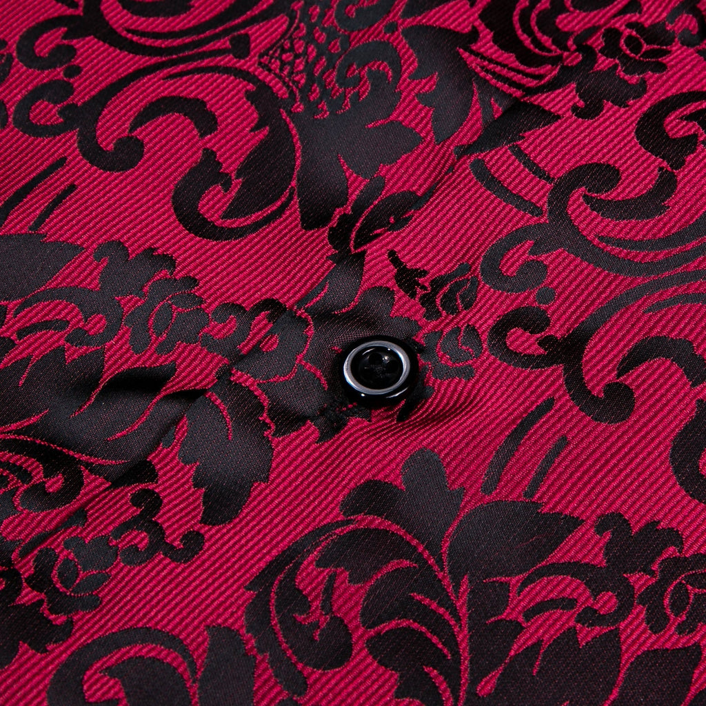Red and Black Ornamental Dress Shirt - GentCrest - View 5