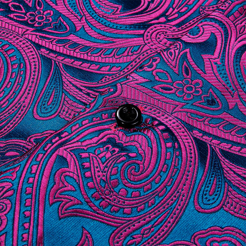 Purple and Blue Paisley Dress Shirt - GentCrest - View 3