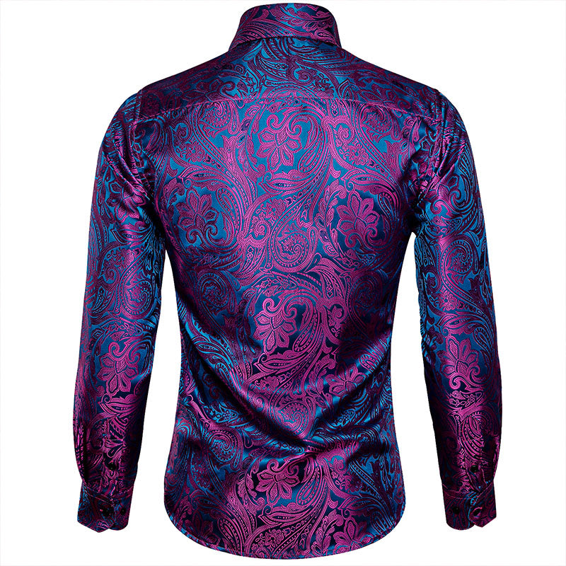 Purple and Blue Paisley Dress Shirt - GentCrest - View 5