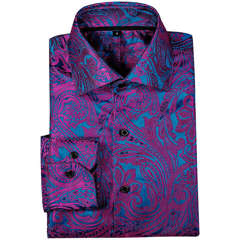 Purple and Blue Paisley Dress Shirt - GentCrest - View 4