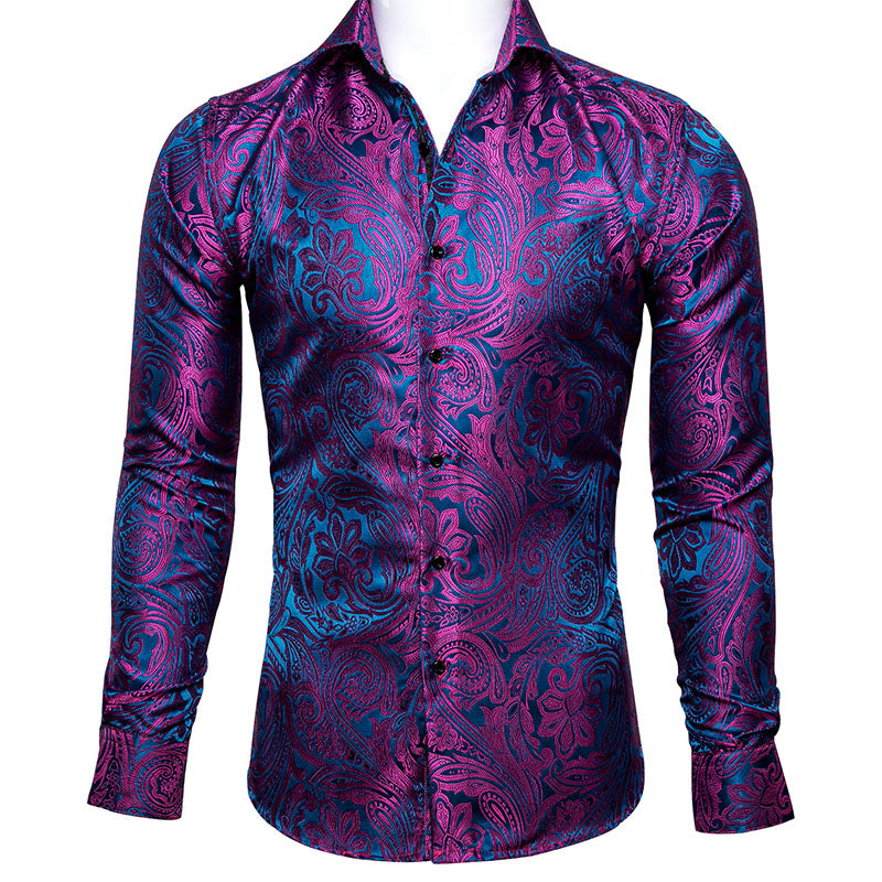 Purple and Blue Paisley Dress Shirt - GentCrest