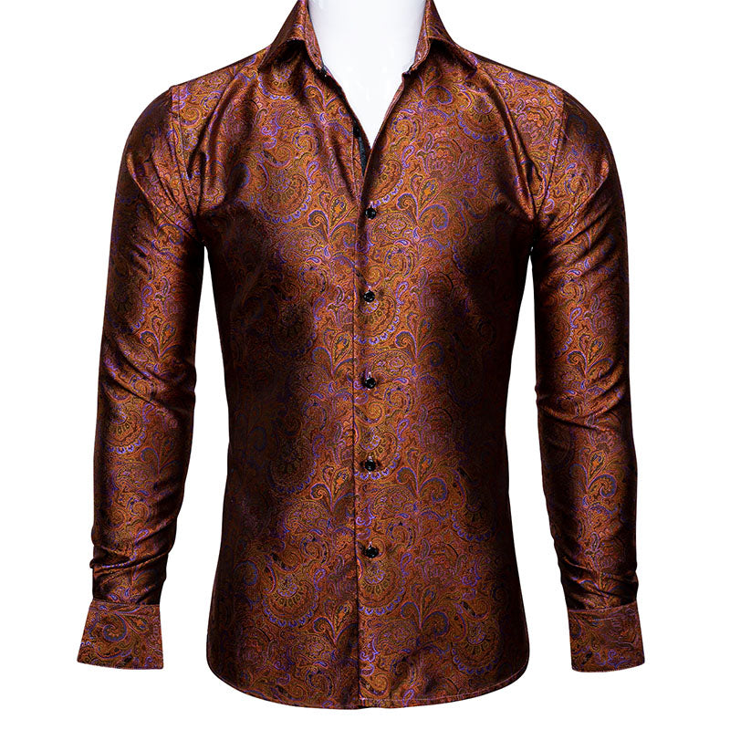 Brown and Purple Paisley Dress Shirt - GentCrest
