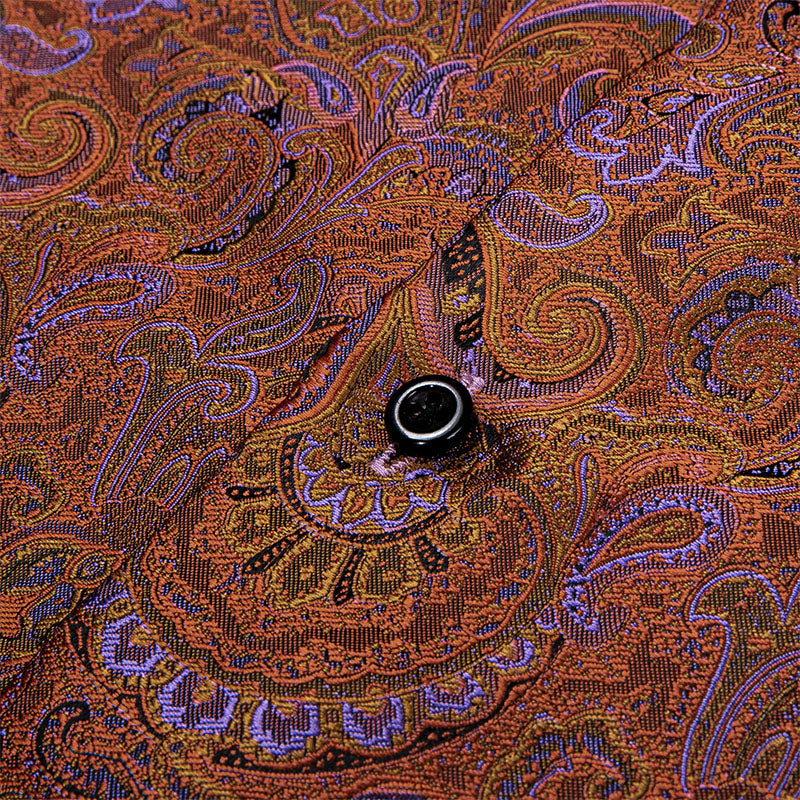 Brown and Purple Paisley Dress Shirt - GentCrest - View 4