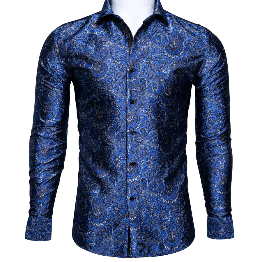 Royal Blue Paisley Dress Shirt - GentCrest