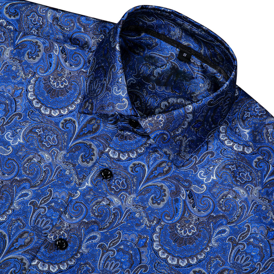 Royal Blue Paisley Dress Shirt - GentCrest - View 2
