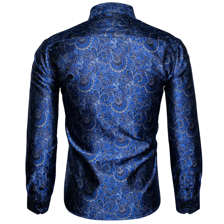 Royal Blue Paisley Dress Shirt - GentCrest - View 5