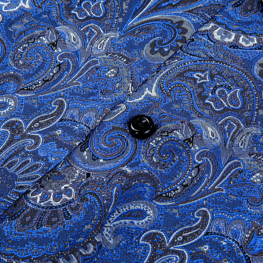 Royal Blue Paisley Dress Shirt - GentCrest - View 4