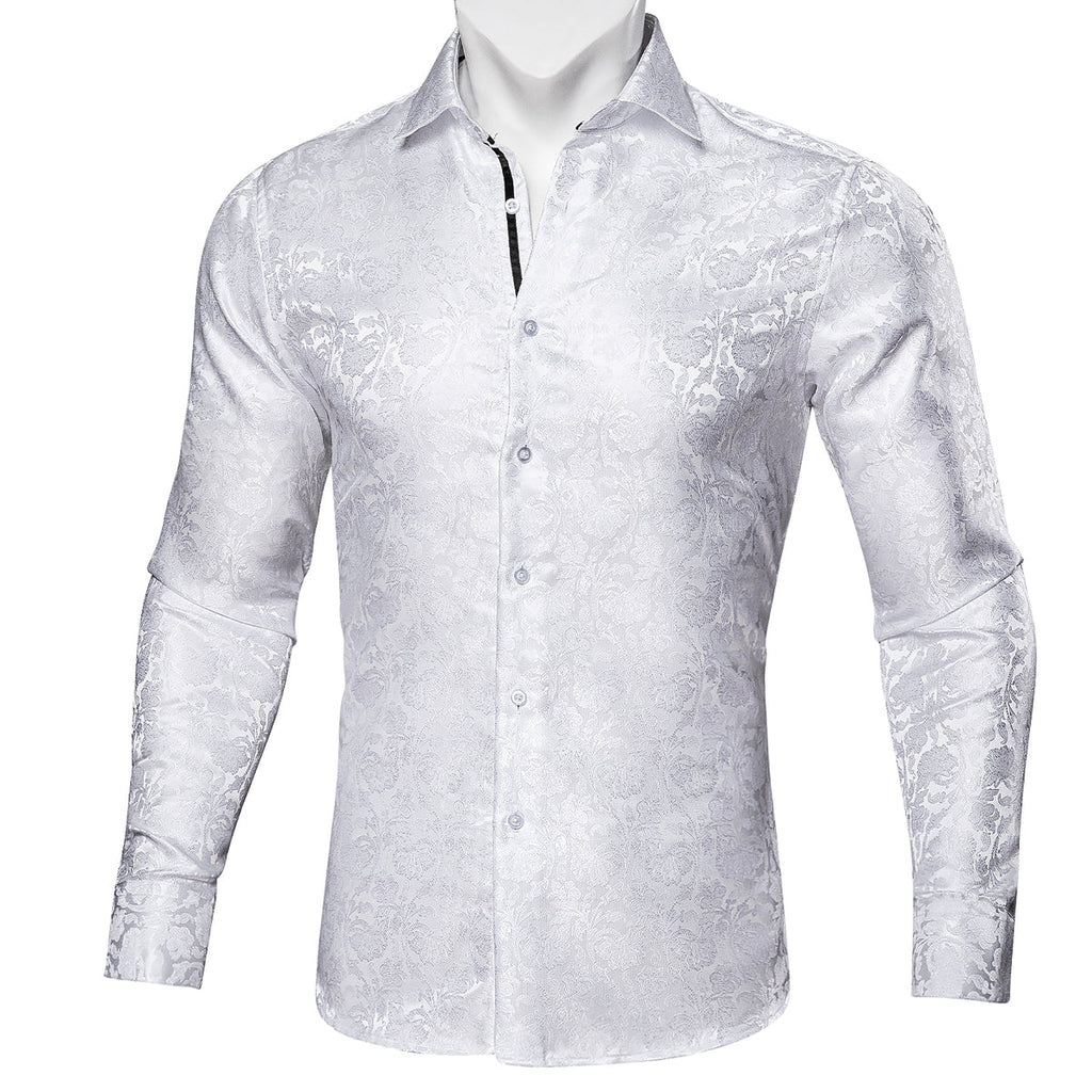 White Floral Dress Shirt - GentCrest - View 5