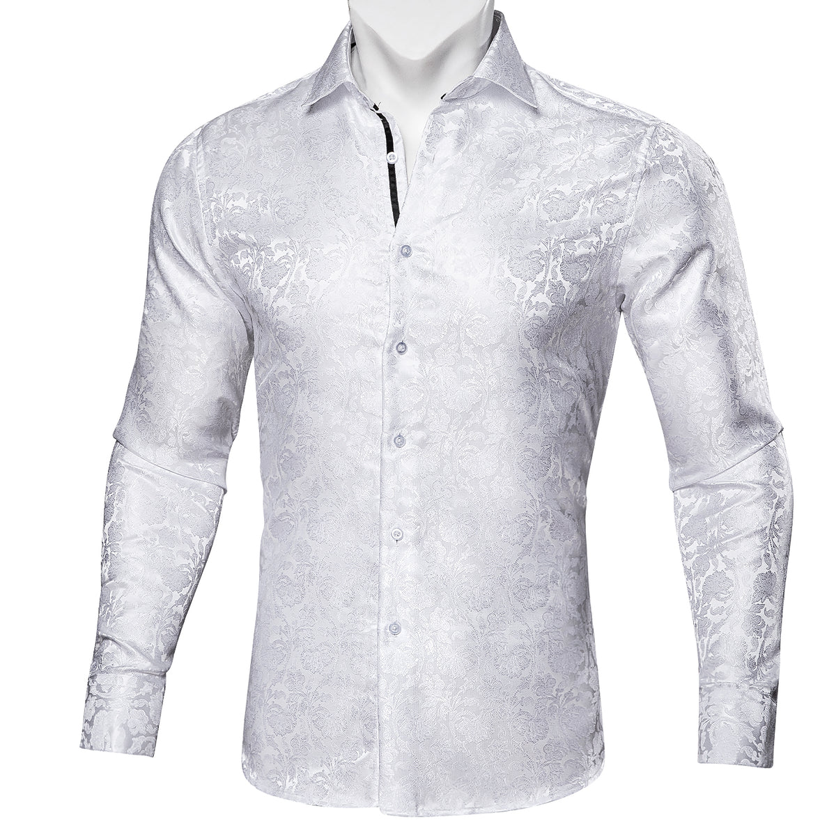 White Floral Dress Shirt - GentCrest - View 5