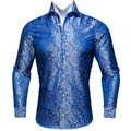 Elegant Blue Paisley Dress Shirt - GentCrest