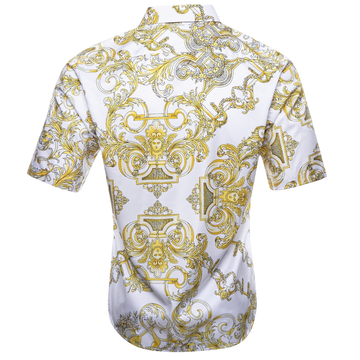 White and Yellow Cherubs Short Sleeve Dress Shirt - GentCrest - View 3