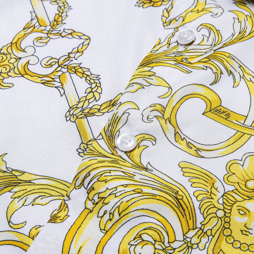White and Yellow Cherubs Short Sleeve Dress Shirt - GentCrest - View 5
