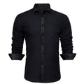 Black with Subtle Floral Accent Trim Dress Shirt - GentCrest