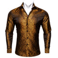 Opulent Golden Brown Paisley Dress Shirt - GentCrest