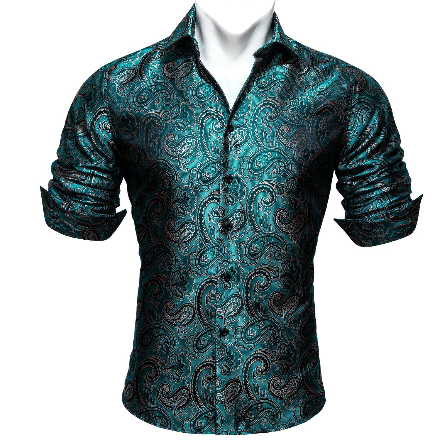 Deep Lake Paisley Dress Shirt - GentCrest - View 7