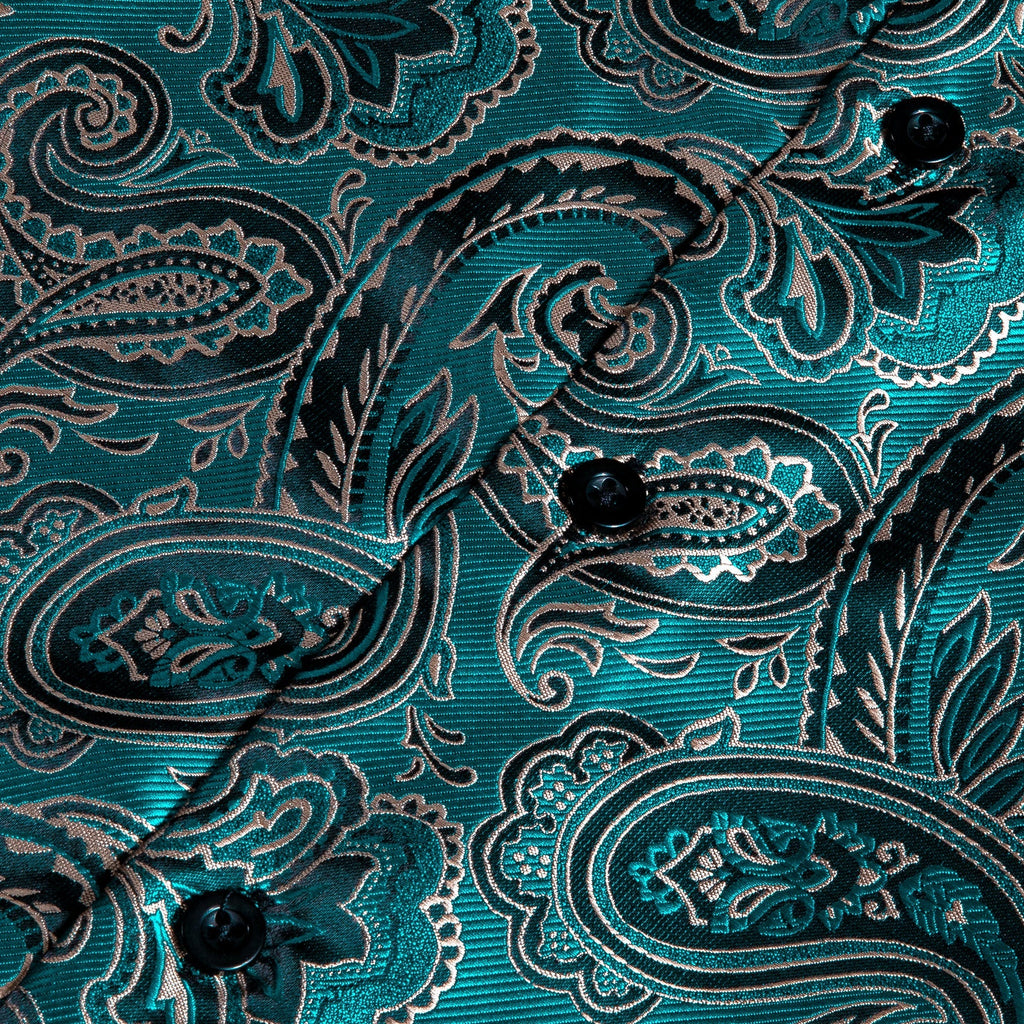 Deep Lake Paisley Dress Shirt - GentCrest - View 4