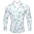 White & Green Snowflake Holiday Dress Shirt - GentCrest