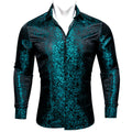 Black and Lake Blue Floral Dress Shirt - GentCrest