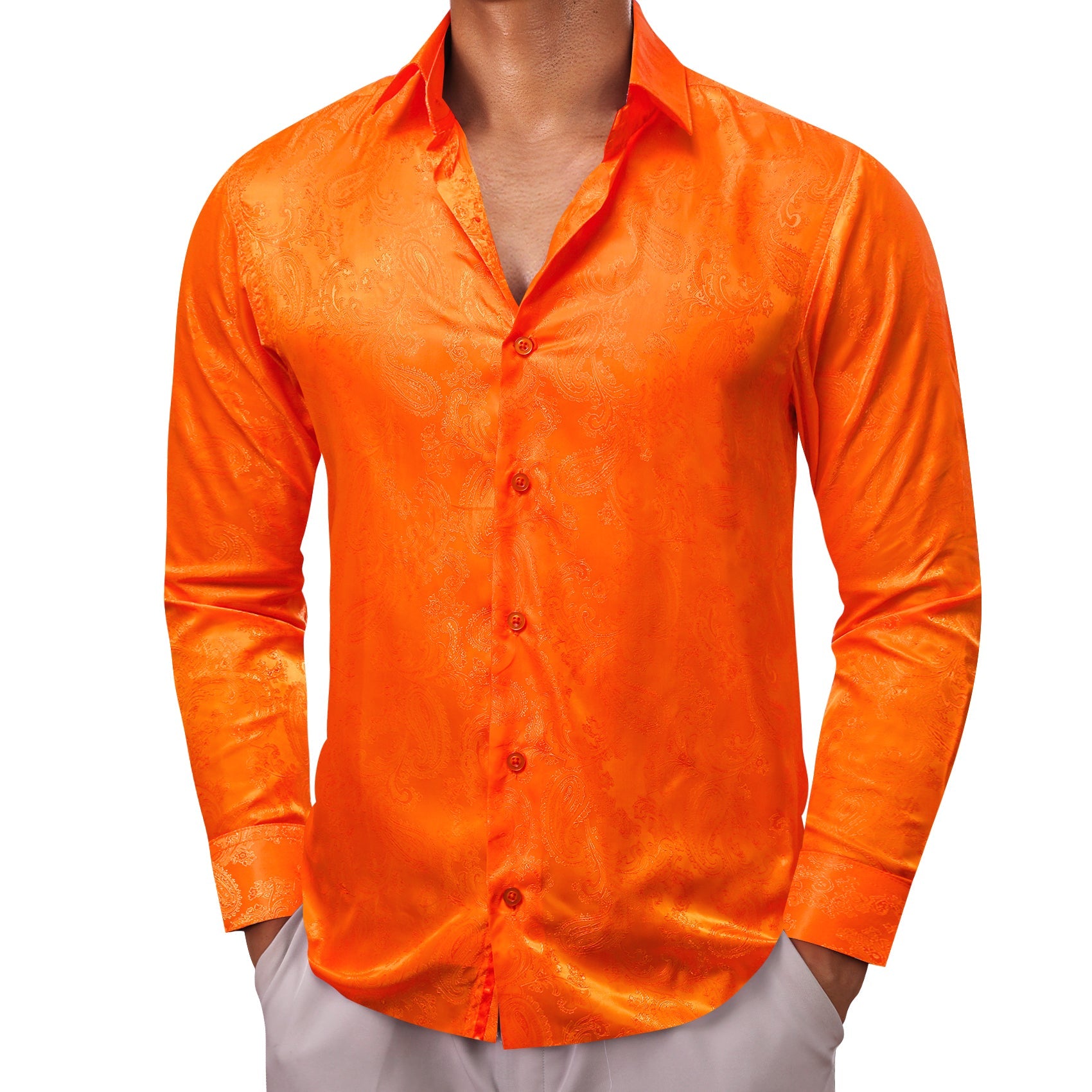 GentCrest Orange Paisley Shirt - Image 3
