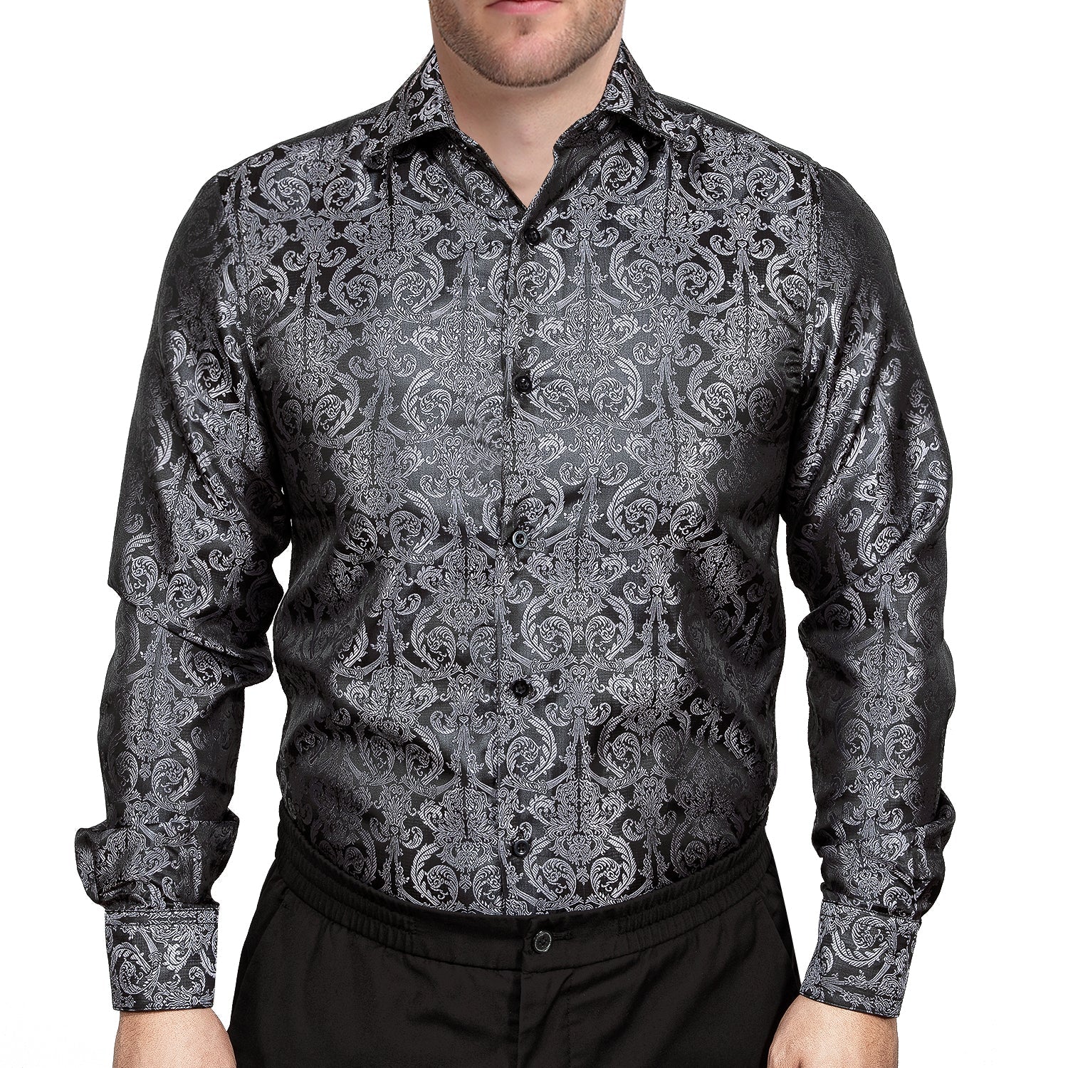 GentCrest Black Floral Shirt - Image 2