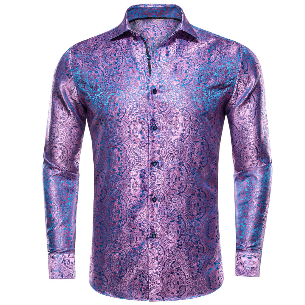 Pink and Blue Paisley Dress Shirt - GentCrest