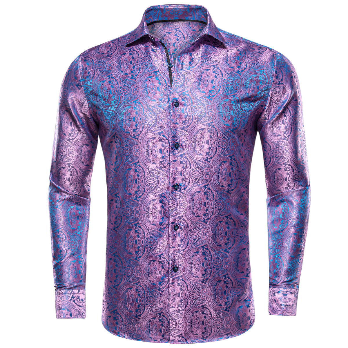 Pink and Blue Paisley Dress Shirt - GentCrest
