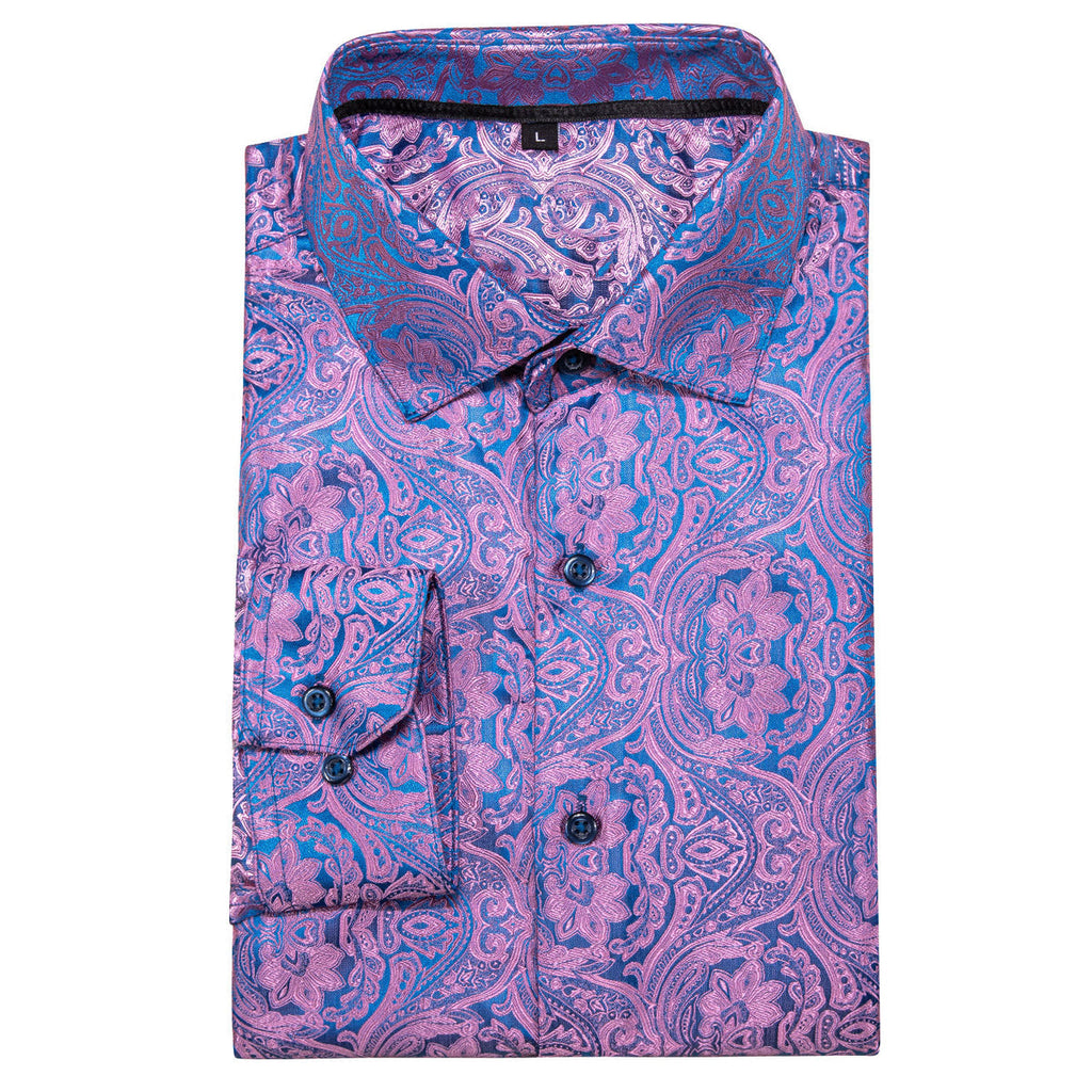 Pink and Blue Paisley Dress Shirt - GentCrest - View 2