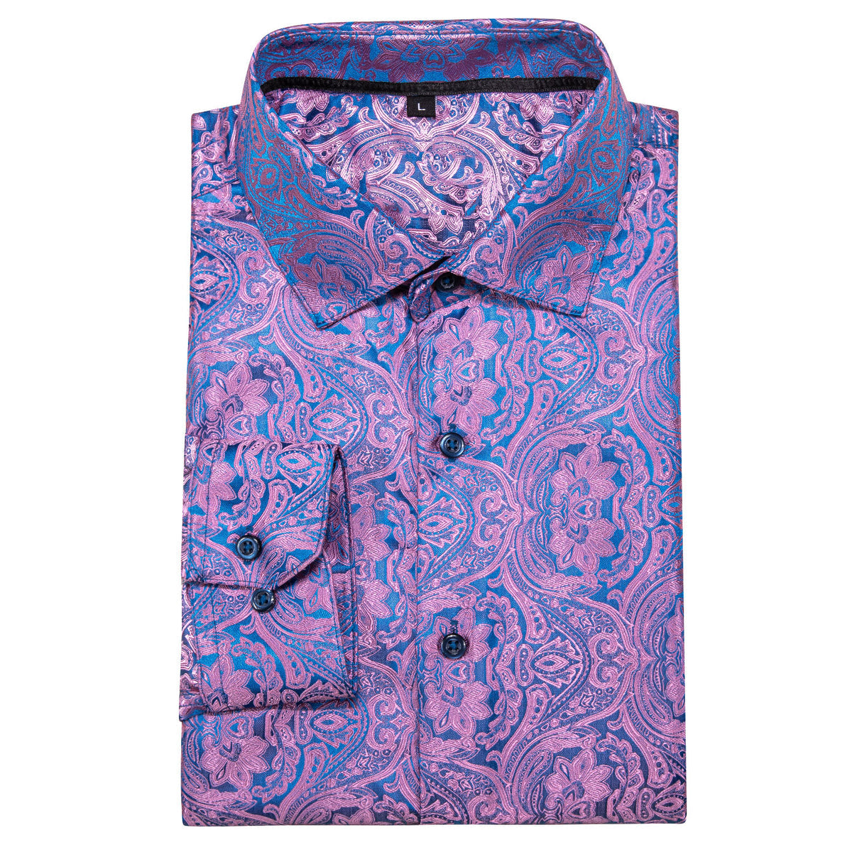 Pink and Blue Paisley Dress Shirt - GentCrest - View 2
