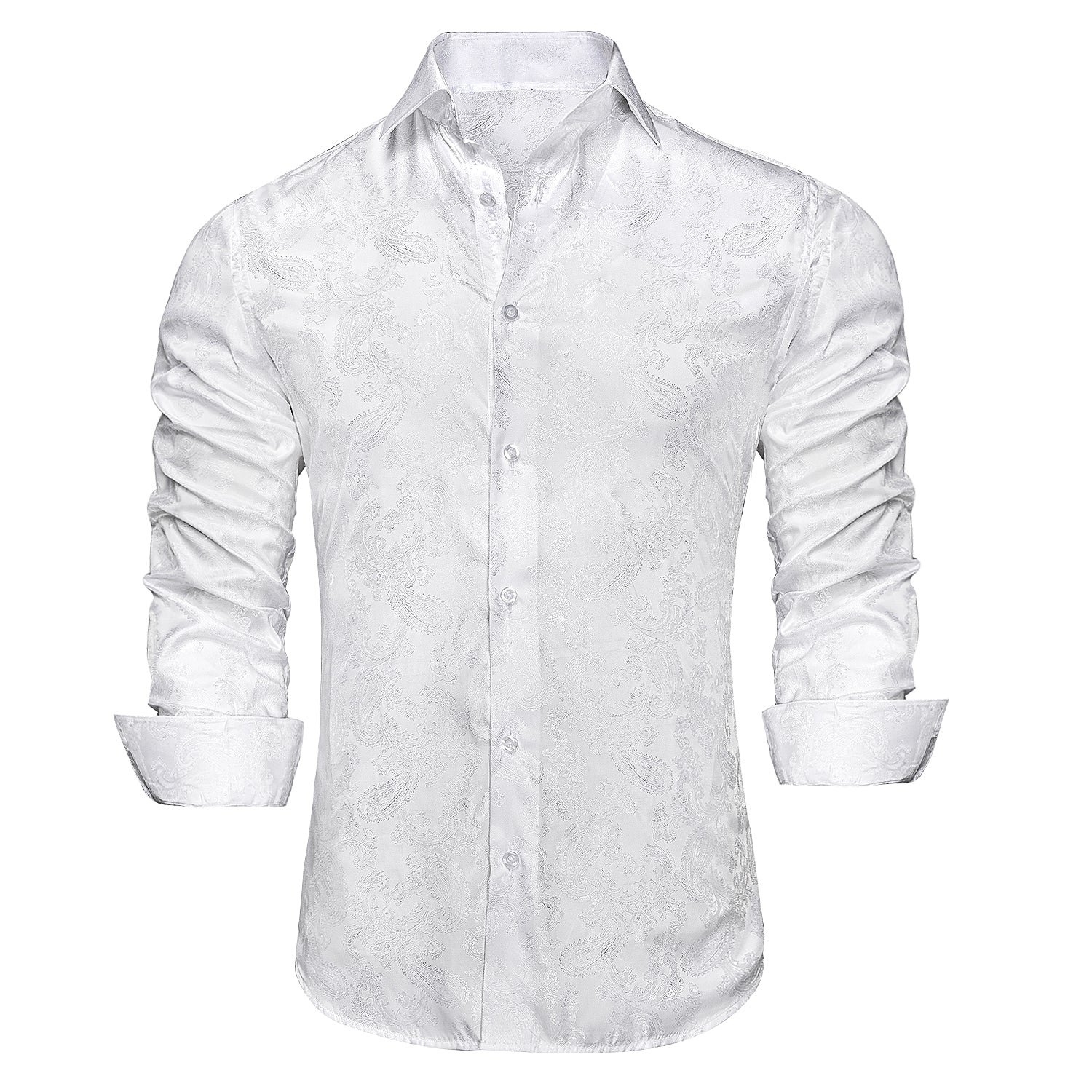 White Paisley Dress Shirt - GentCrest - View 8