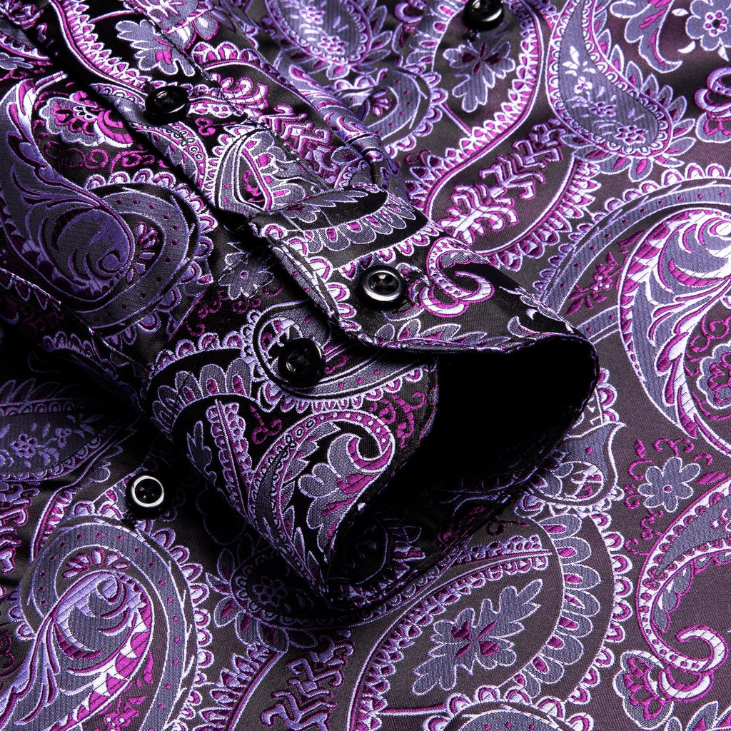 Purple Paisley Luxury Dress Shirt - GentCrest - View 7