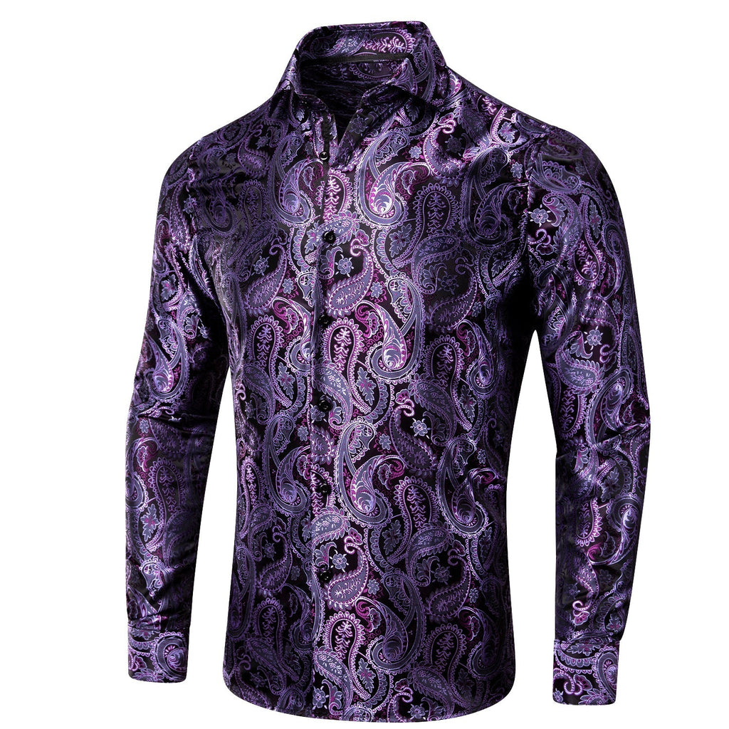 Purple Paisley Luxury Dress Shirt - GentCrest - View 4