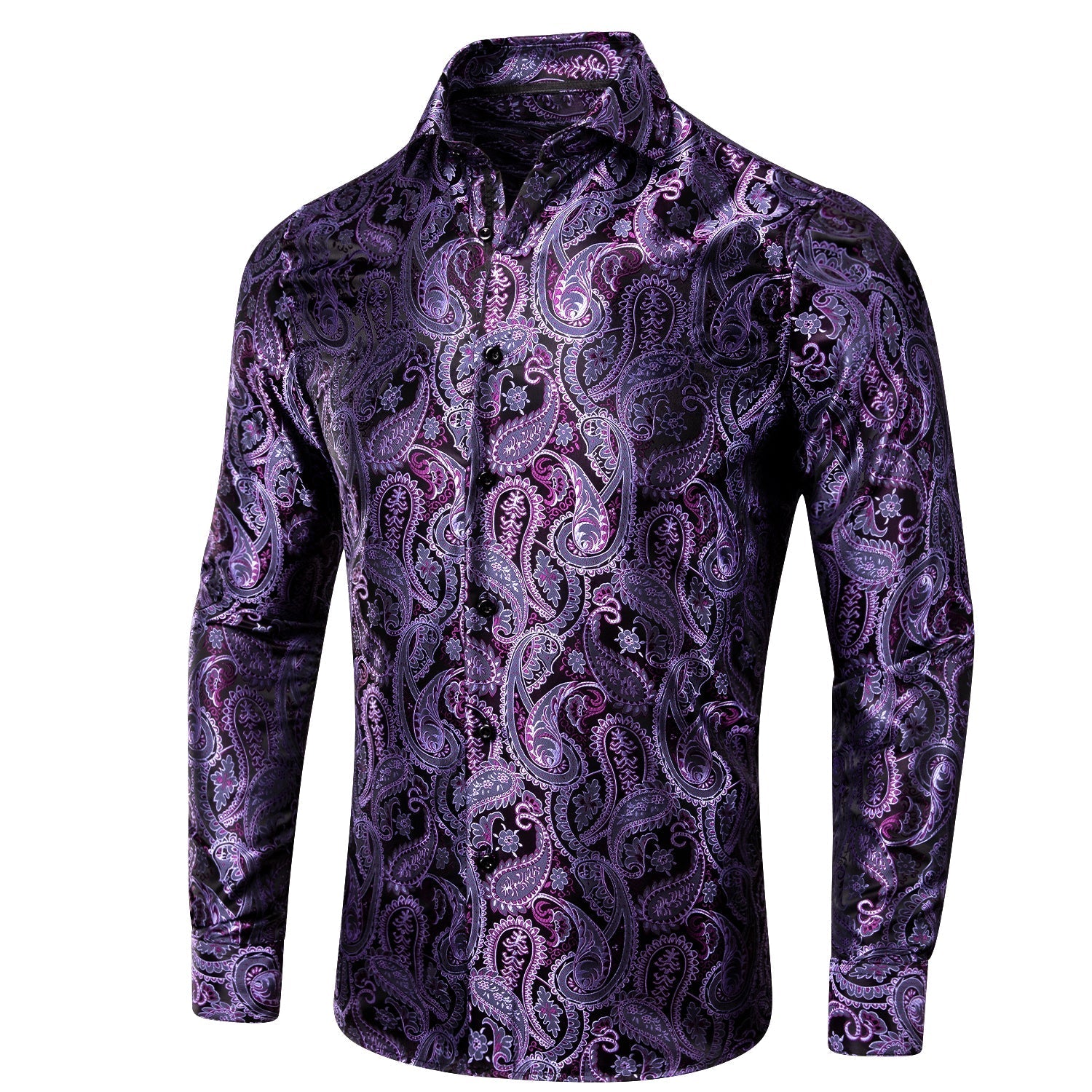 Purple Paisley Luxury Dress Shirt - GentCrest - View 4