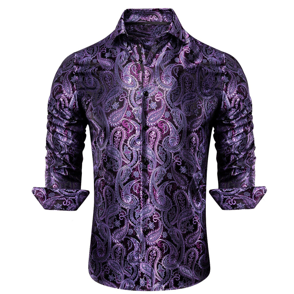 Purple Paisley Luxury Dress Shirt - GentCrest - View 5