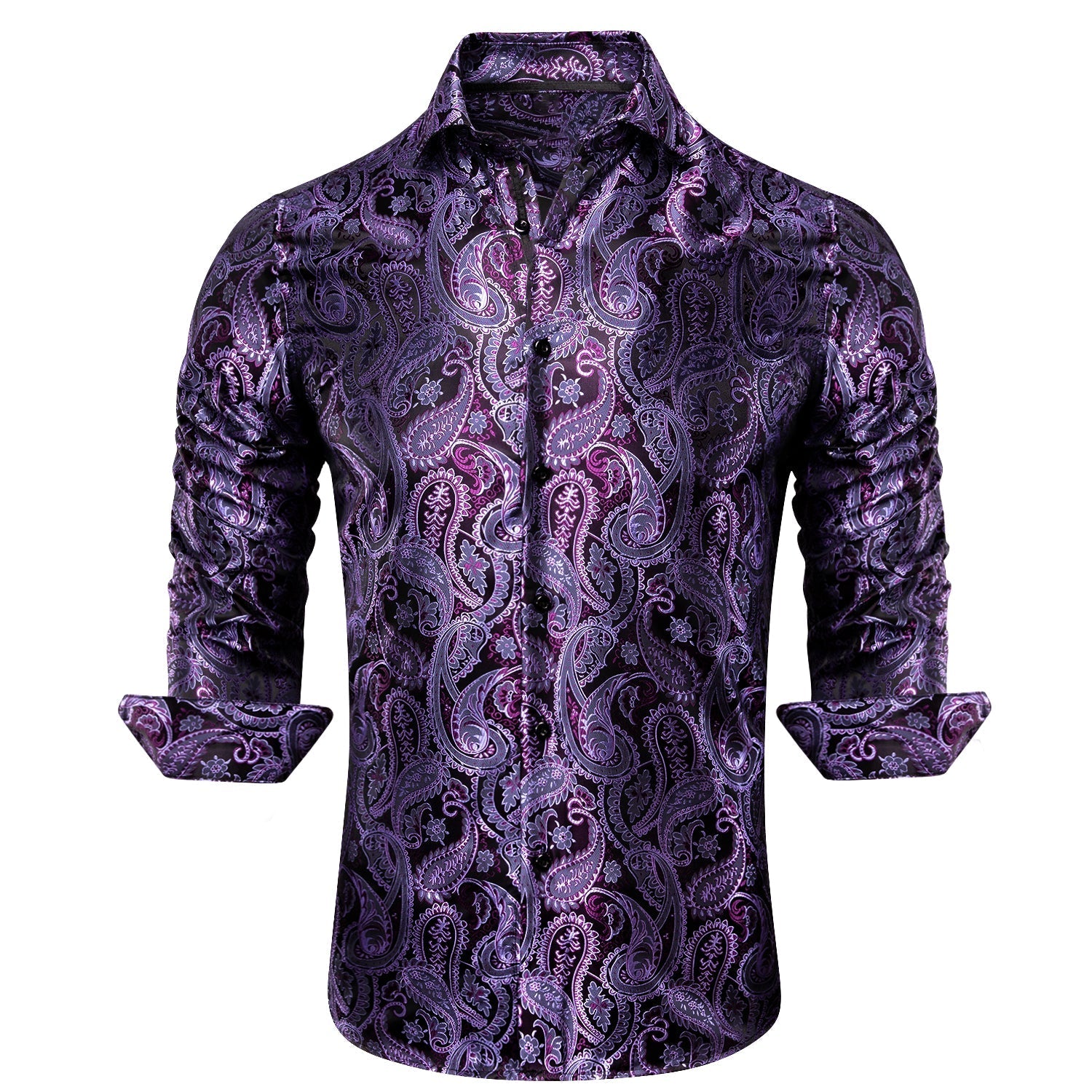Purple Paisley Luxury Dress Shirt - GentCrest - View 5