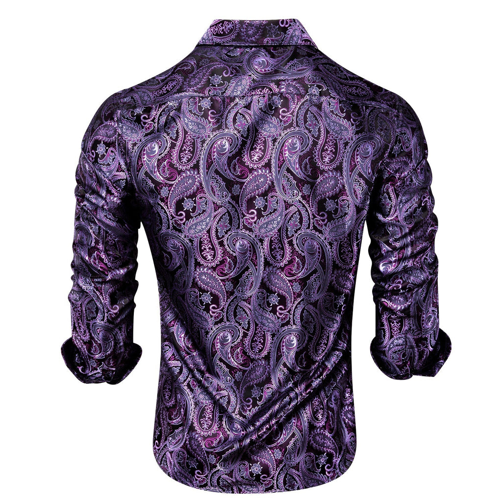 Purple Paisley Luxury Dress Shirt - GentCrest - View 6