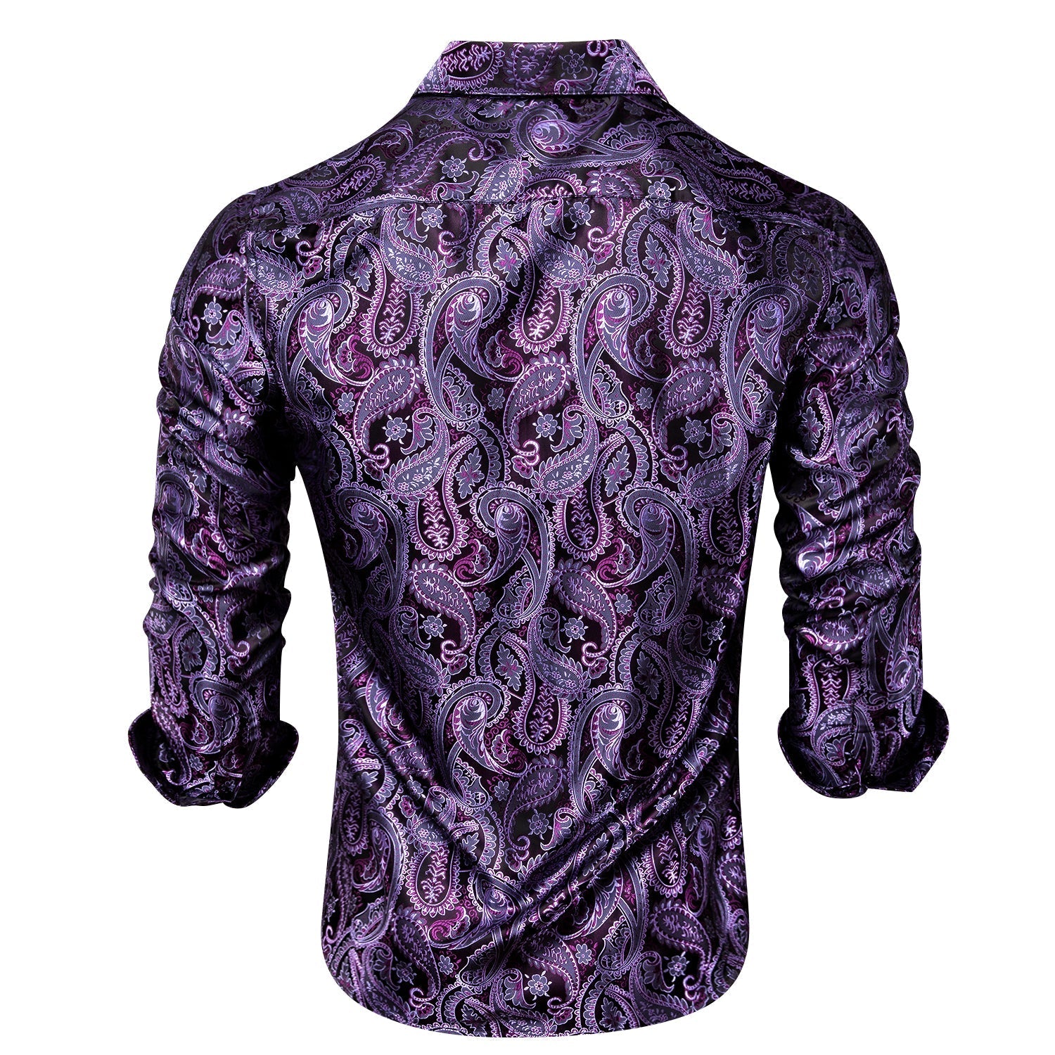 Purple Paisley Luxury Dress Shirt - GentCrest - View 6
